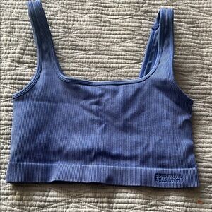 Spiritual Gangster Blue Ribbed Sports Bra